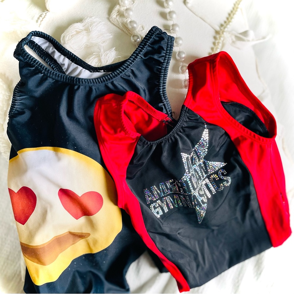 GARLAND | L / CL | Girls Dance Gymnastics Heart Emoji Leotard Tank Lot of 2